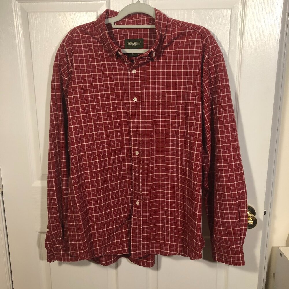 Eddie Bauer men red plaid motive shirt, XL